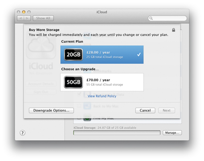 upgrade icloud
