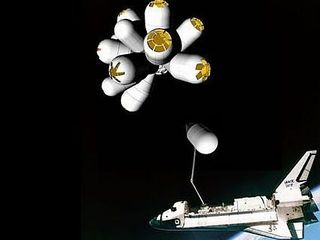 Artists' impressions of the hotel and its space ship