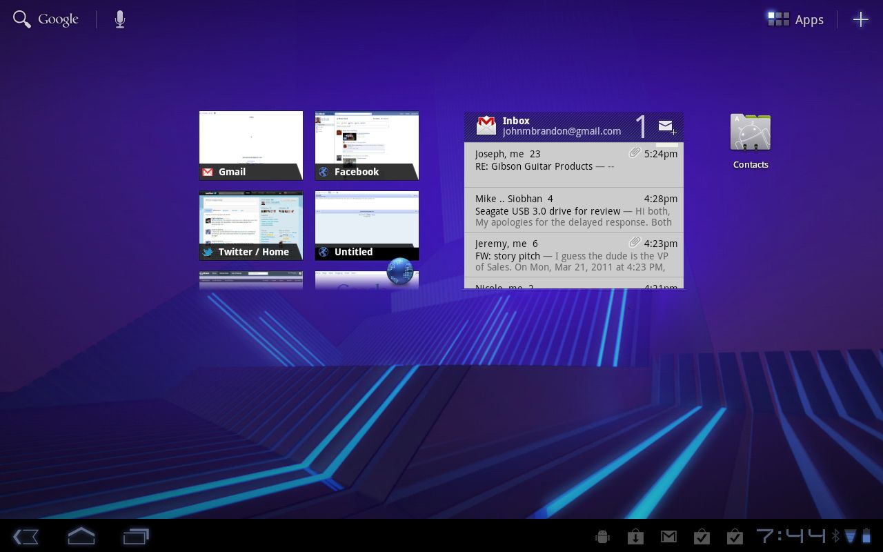 android 3.0 widgets