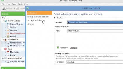 5. Set backup options