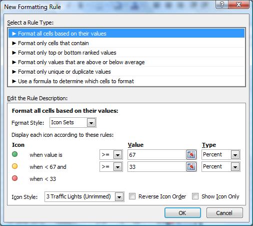Excel Tutorial 1 - The formatting rules dialog box