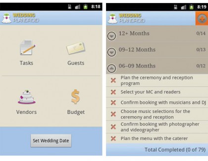 Wedding Plandroid app screenshot