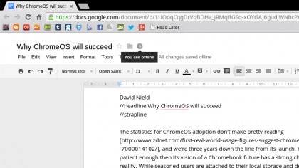 Look mum, no Internet! Writing in Google Drive's offline mode