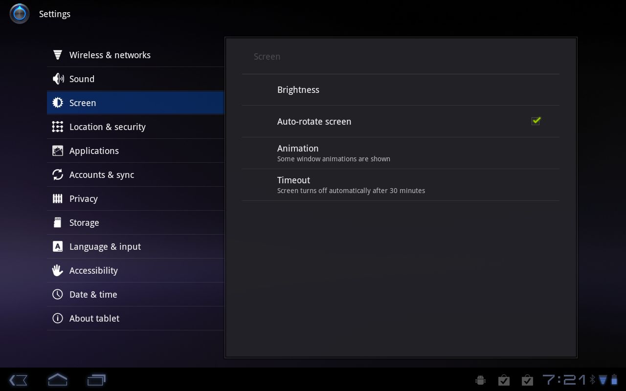 android 3.0 settings