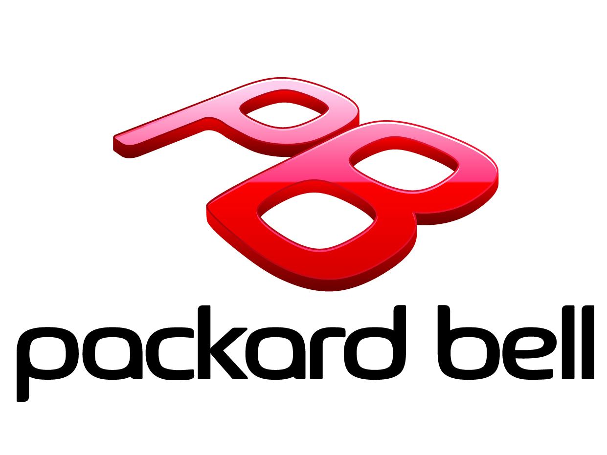 Packard Bell's new logo: Red and curvy