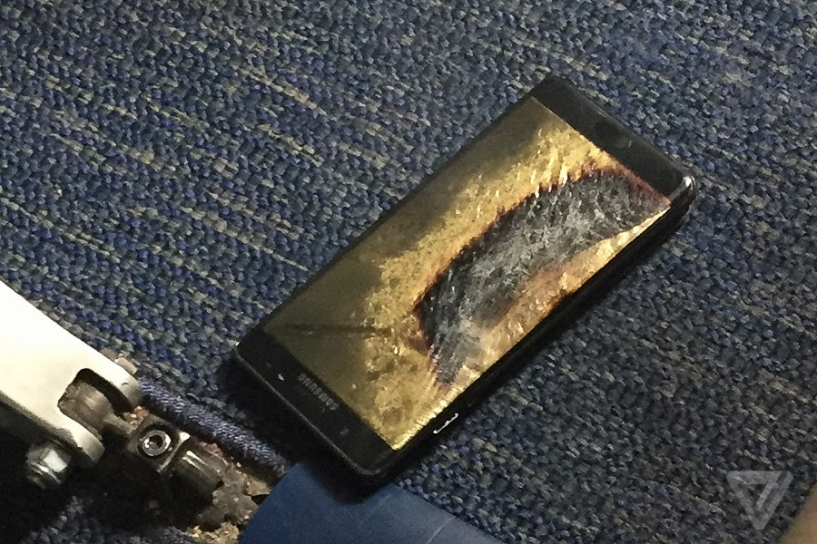 The aftermath of an exploded Samsung Galaxy Note 7 (Photo credit: The Verge)