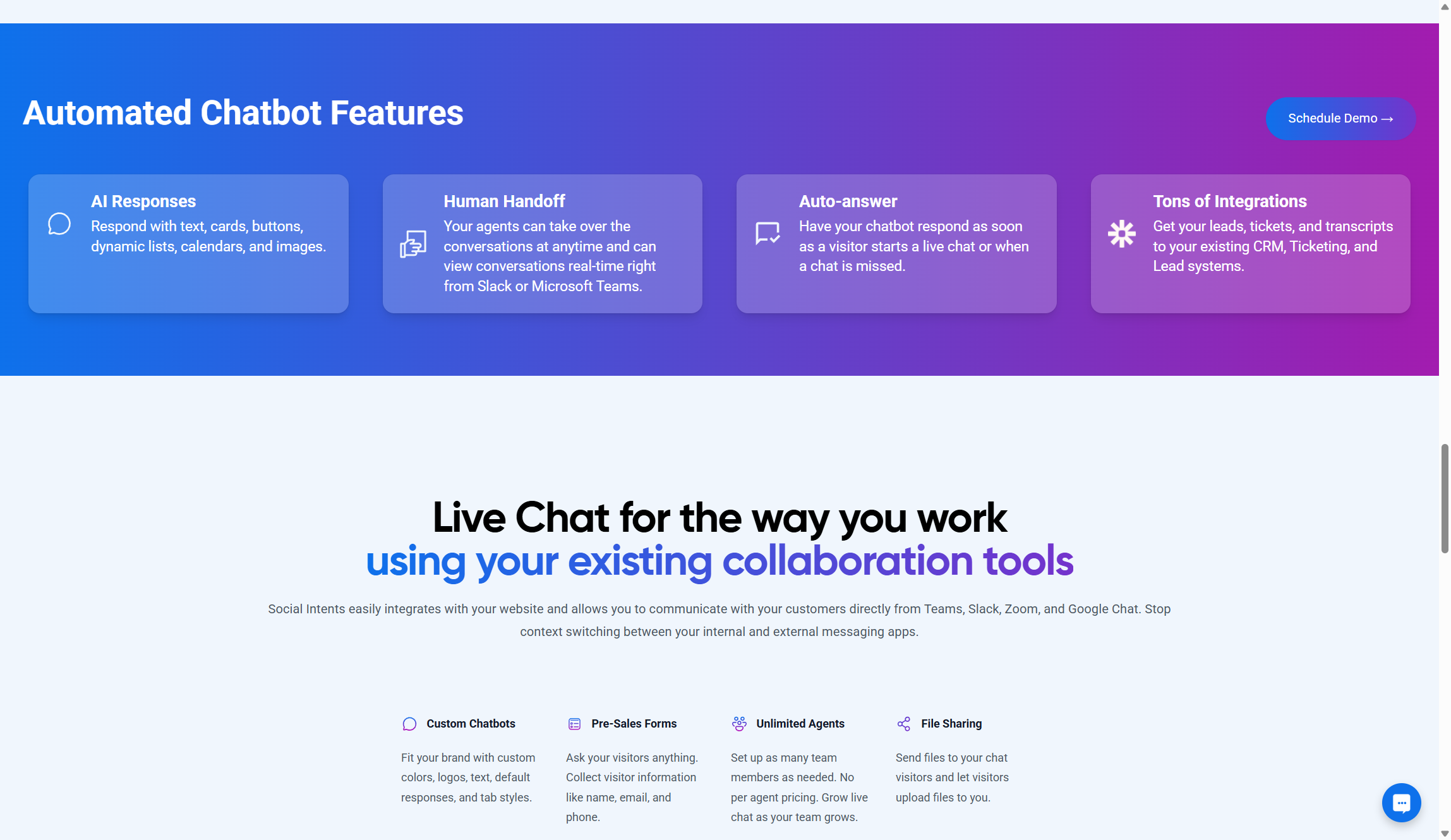 Social Intents features and tools