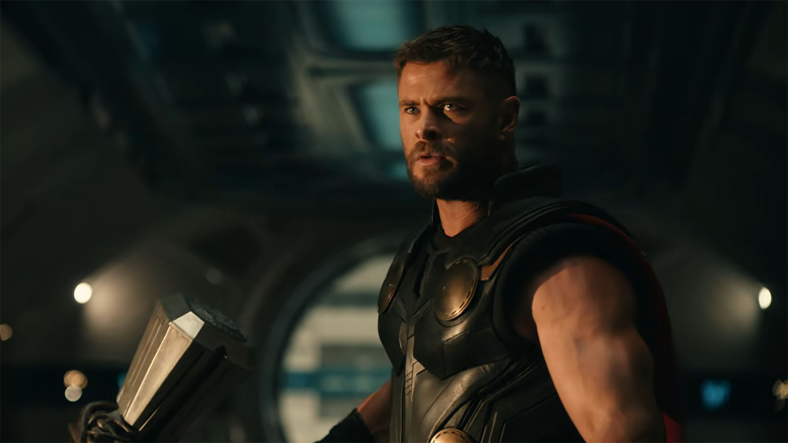 Thor looking taken aback as he looks at an off-camera Steve Rogers in Avengers: Doomsday