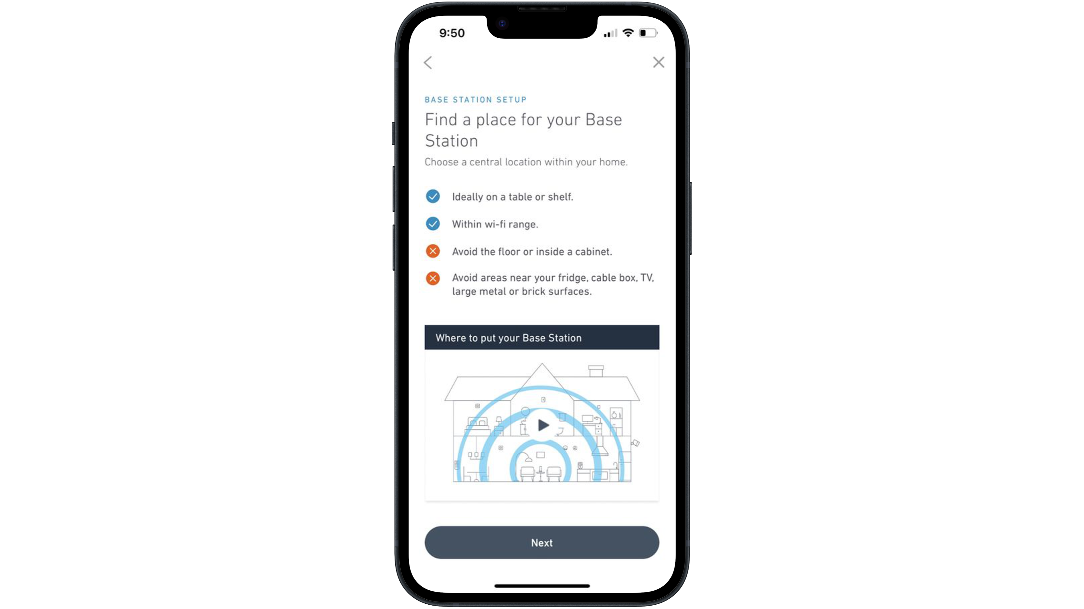 Simplisafe home security system app on an iPhone