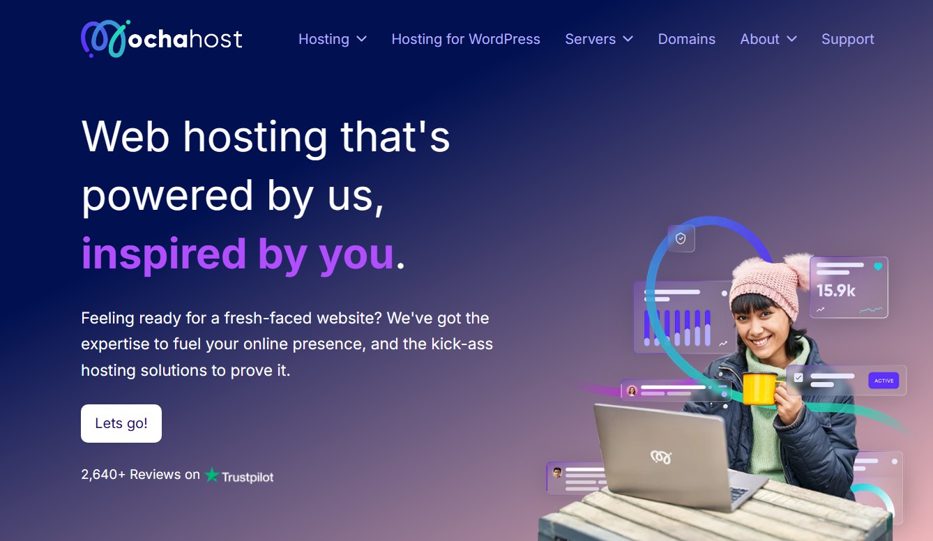 screenshot of Mochahost main page