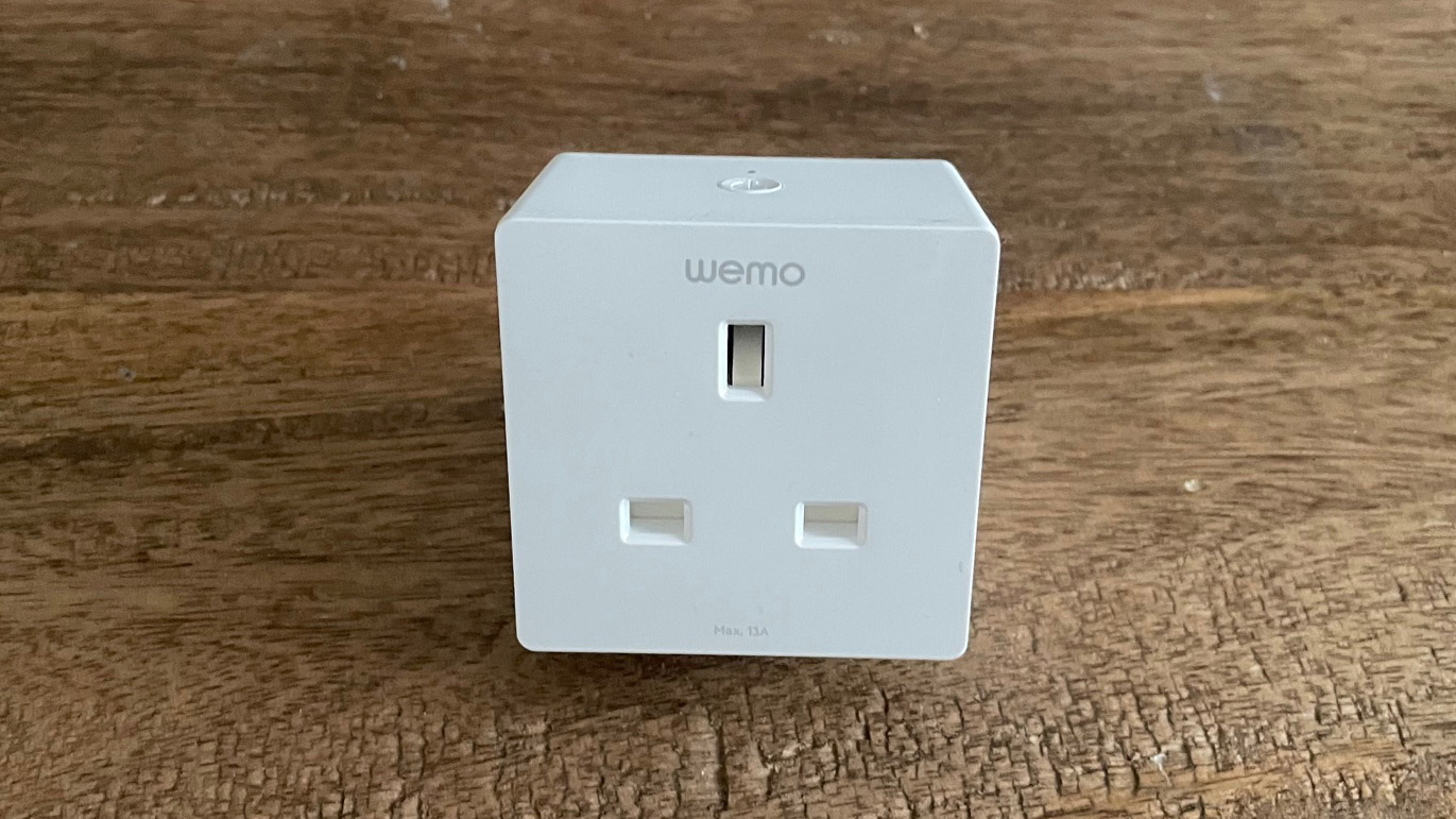 Wemo Wifi smart plug on a table