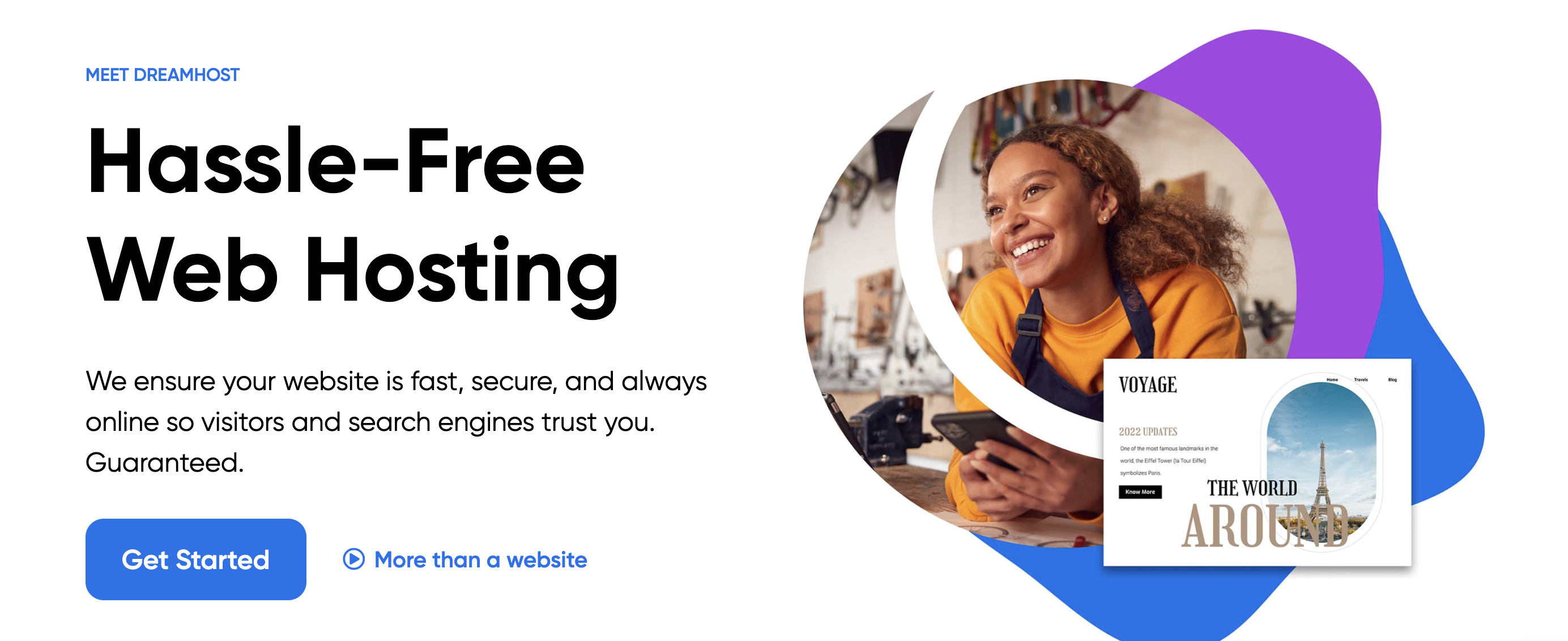An image of Dreamhost's home page