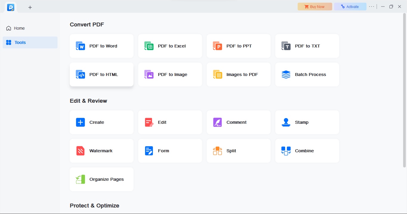 EaseUS PDF editor during our review