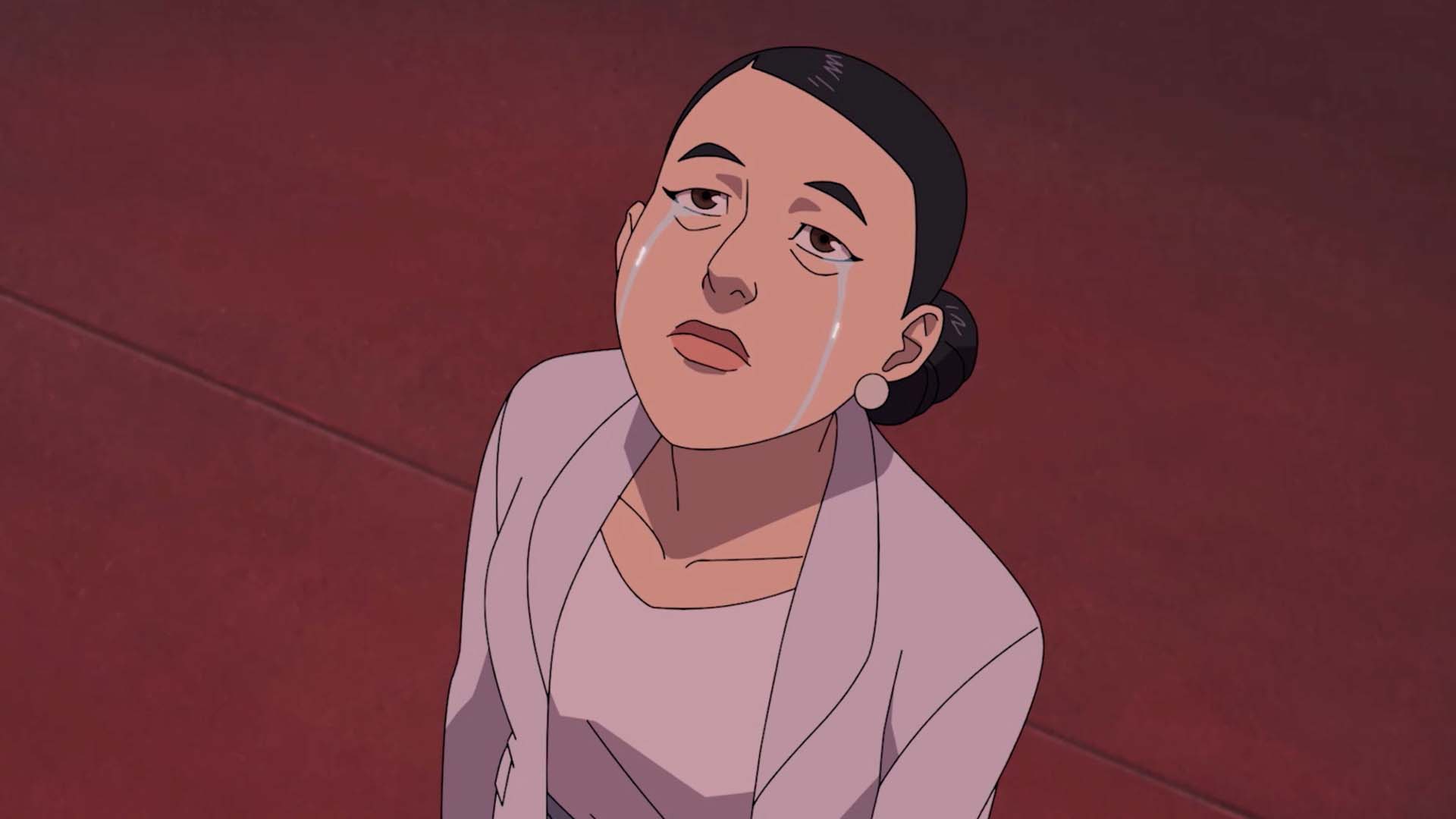 Debbie Grayson cries as she looks into the sky in Invincible season 2