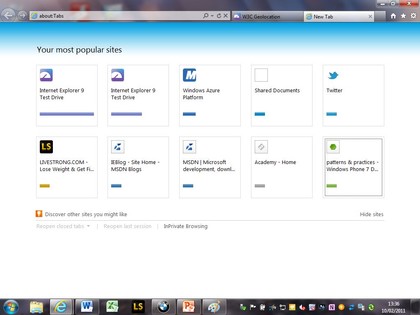 IE9 new tab