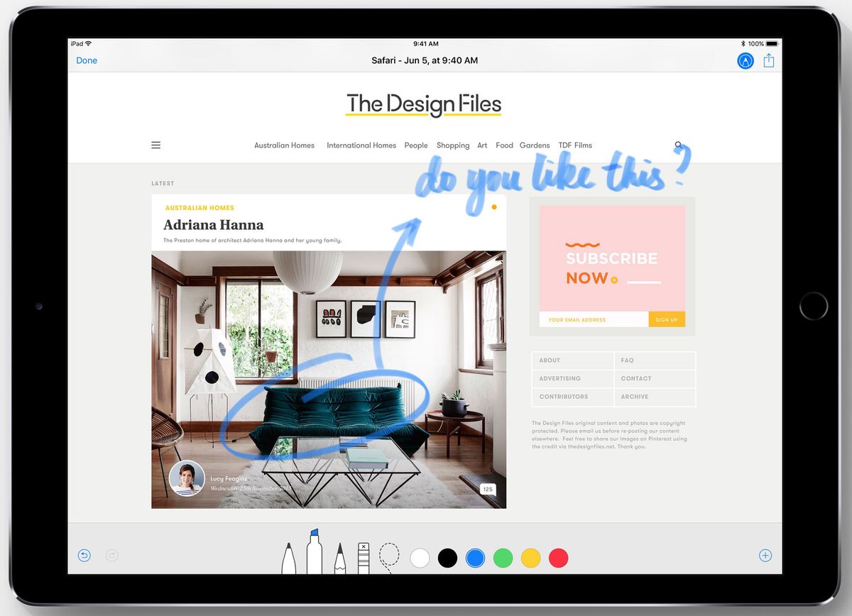 You can mark-up with the Apple Pencil right from PDFs and images