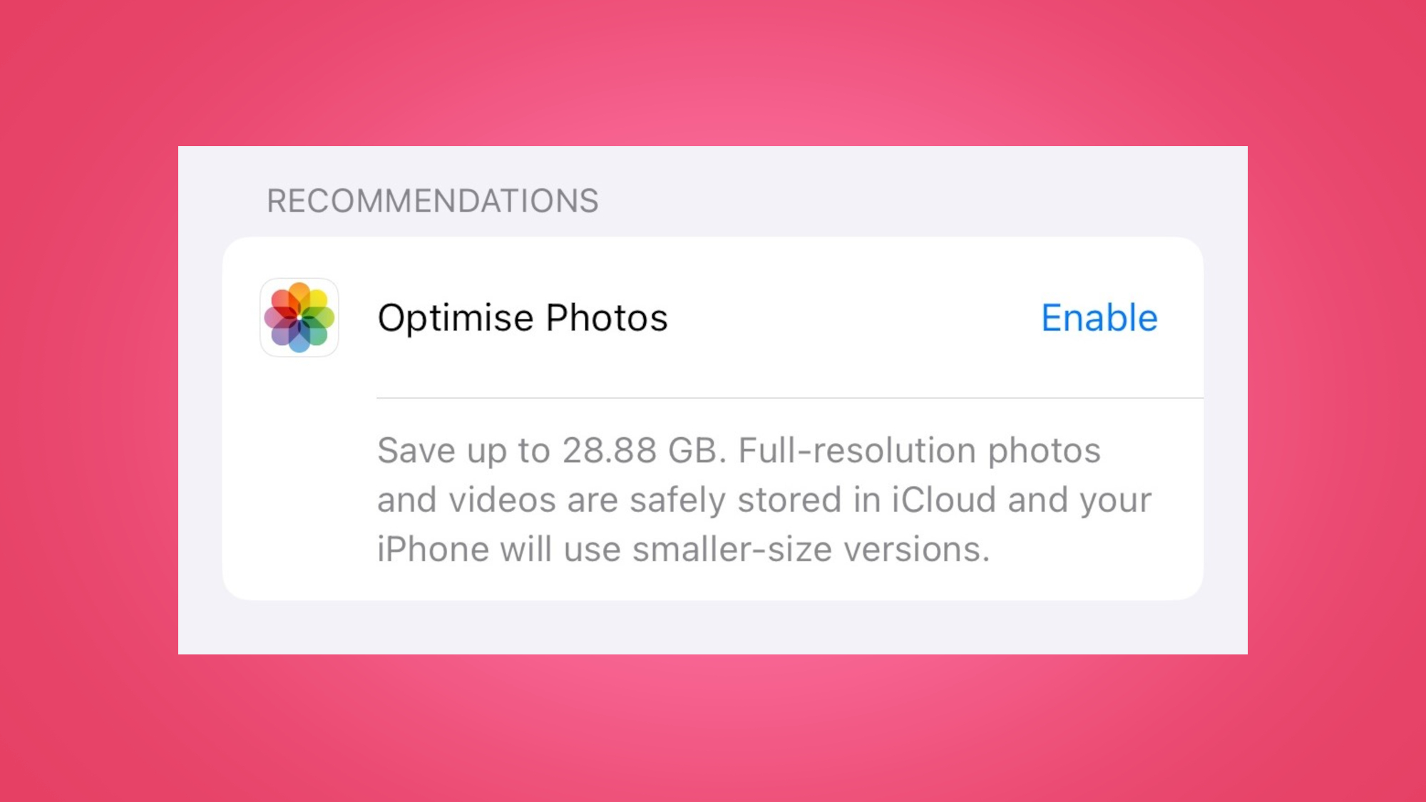 Optimize iPhone Storage hero