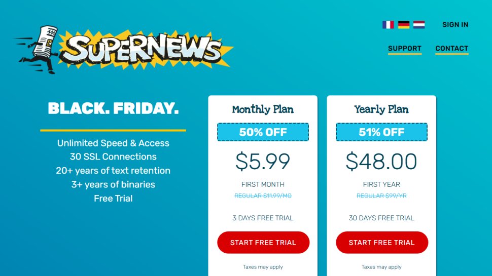 Website screenshot of Supernews (December, 2025)
