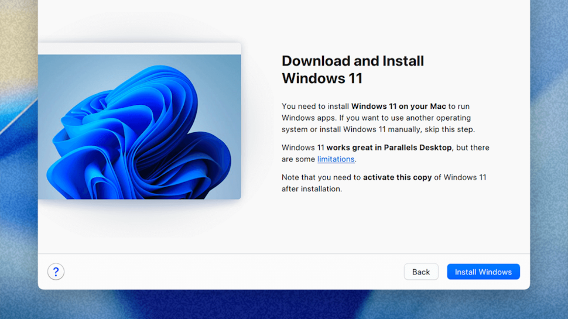 Installing Windows 11 through Parallels Desktop