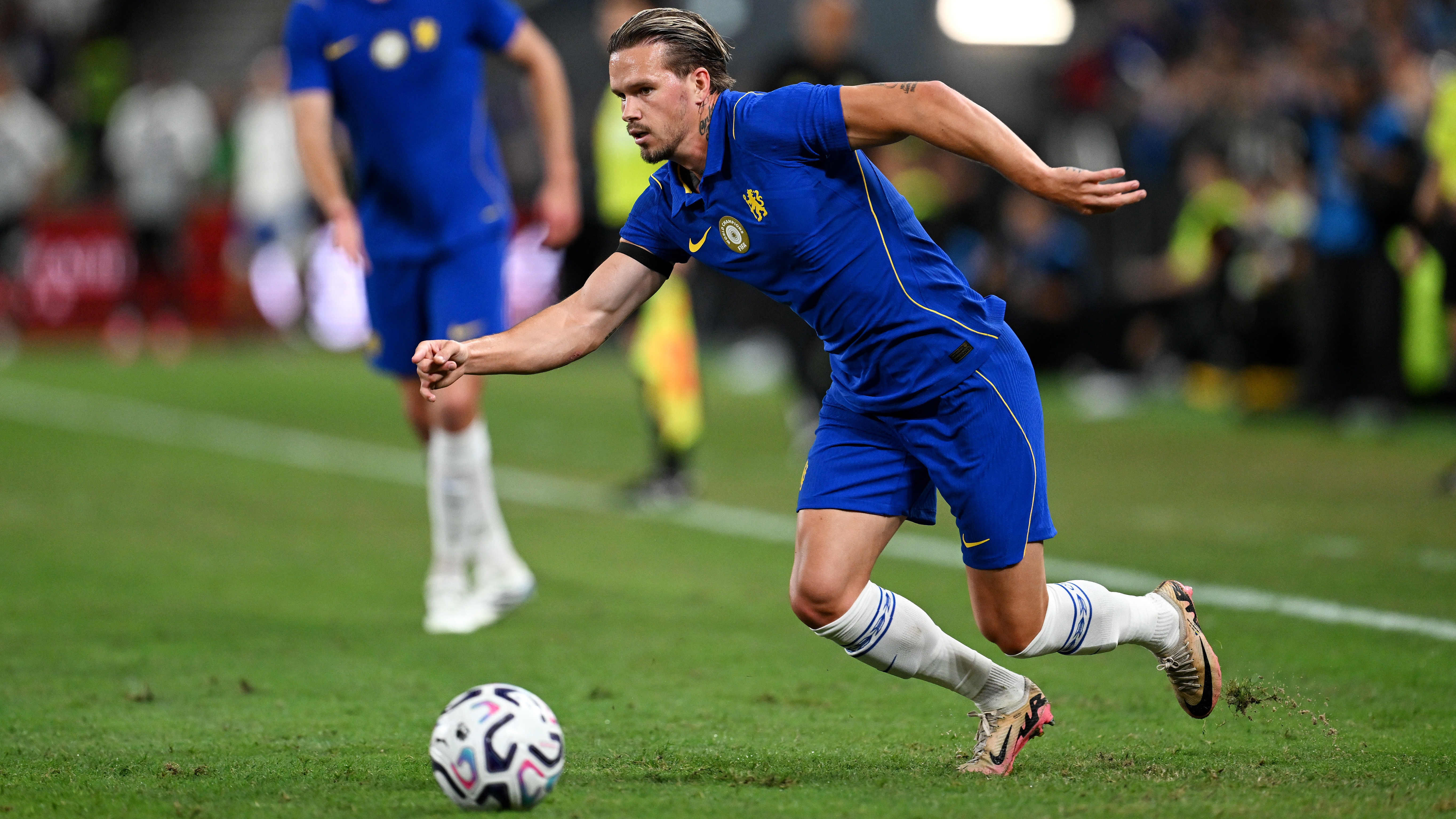 Mykhailo Mudryk of Chelsea runs with the ball during the Pre-Season Friendly match between Chelsea and Juventus at Kai Tak Sports Park on August 05, 2026 in Hong Kong, China