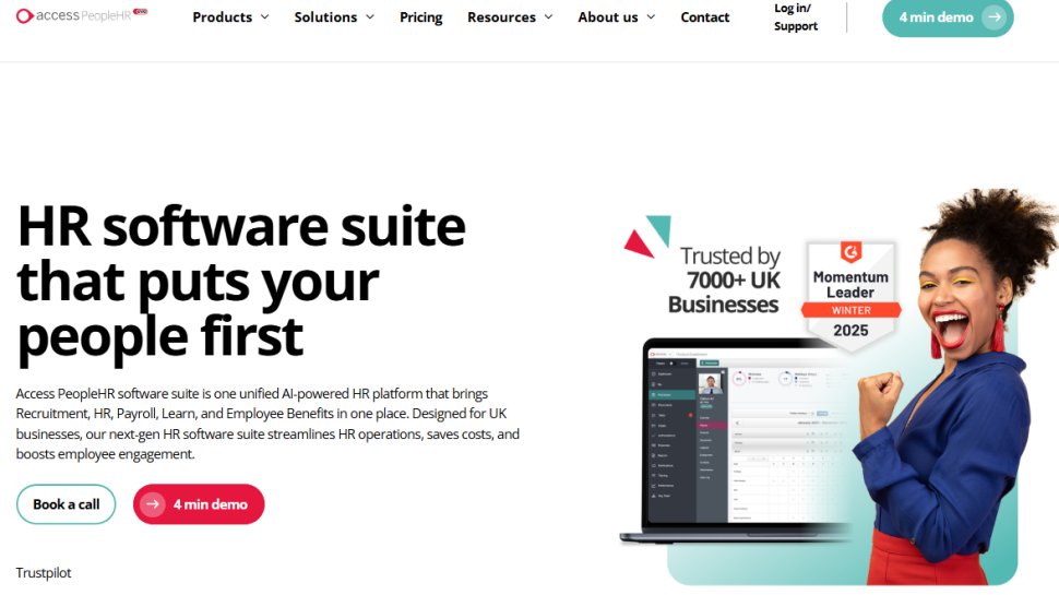 Website screenshot of PeopleHR (February, 2026)