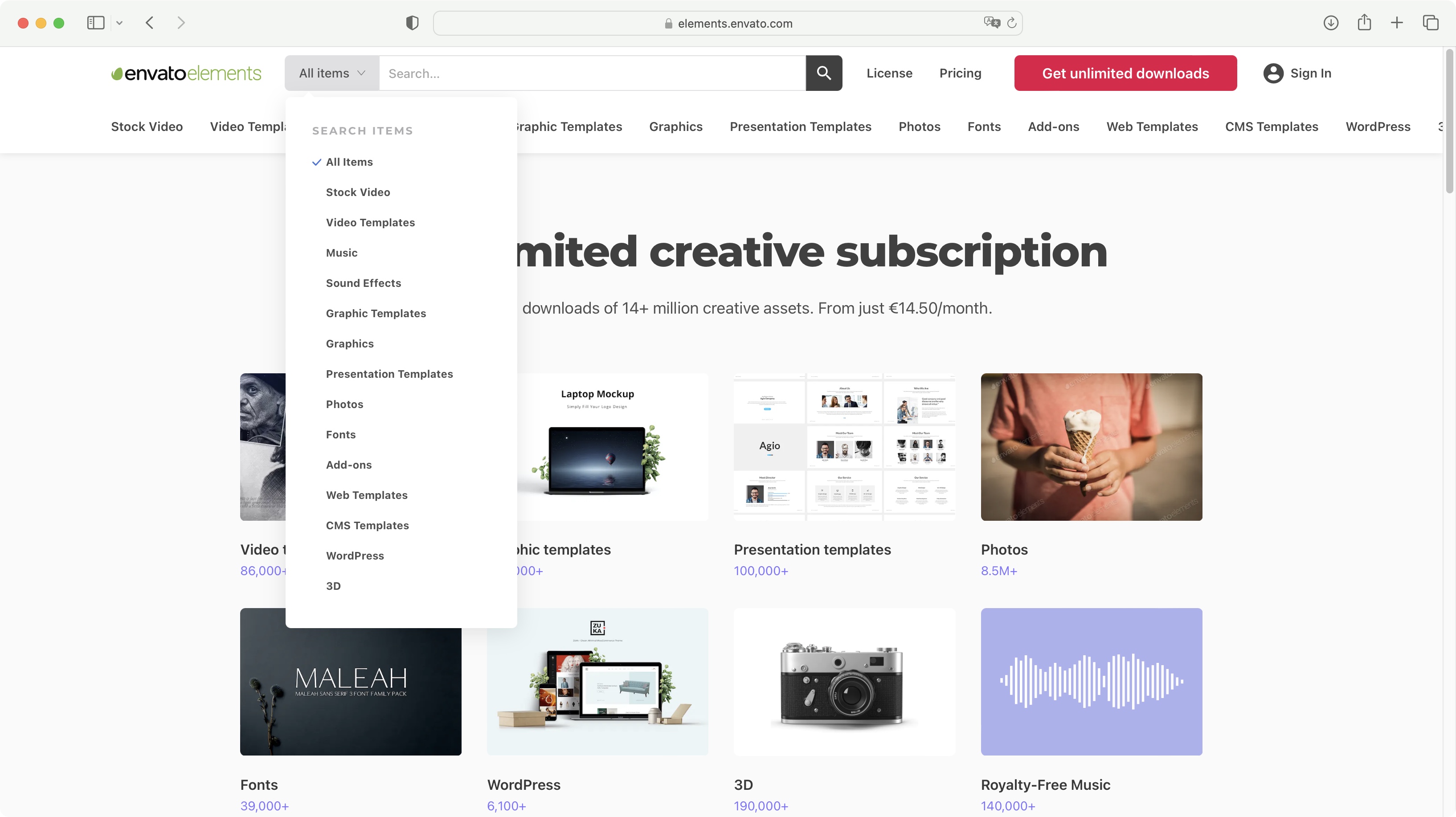 Envato Elements during our test and review process