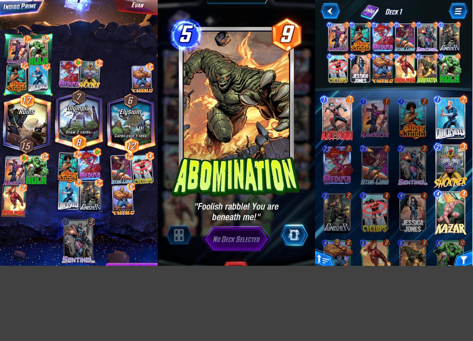 Screenshots showing Marvel Snap on iPhone