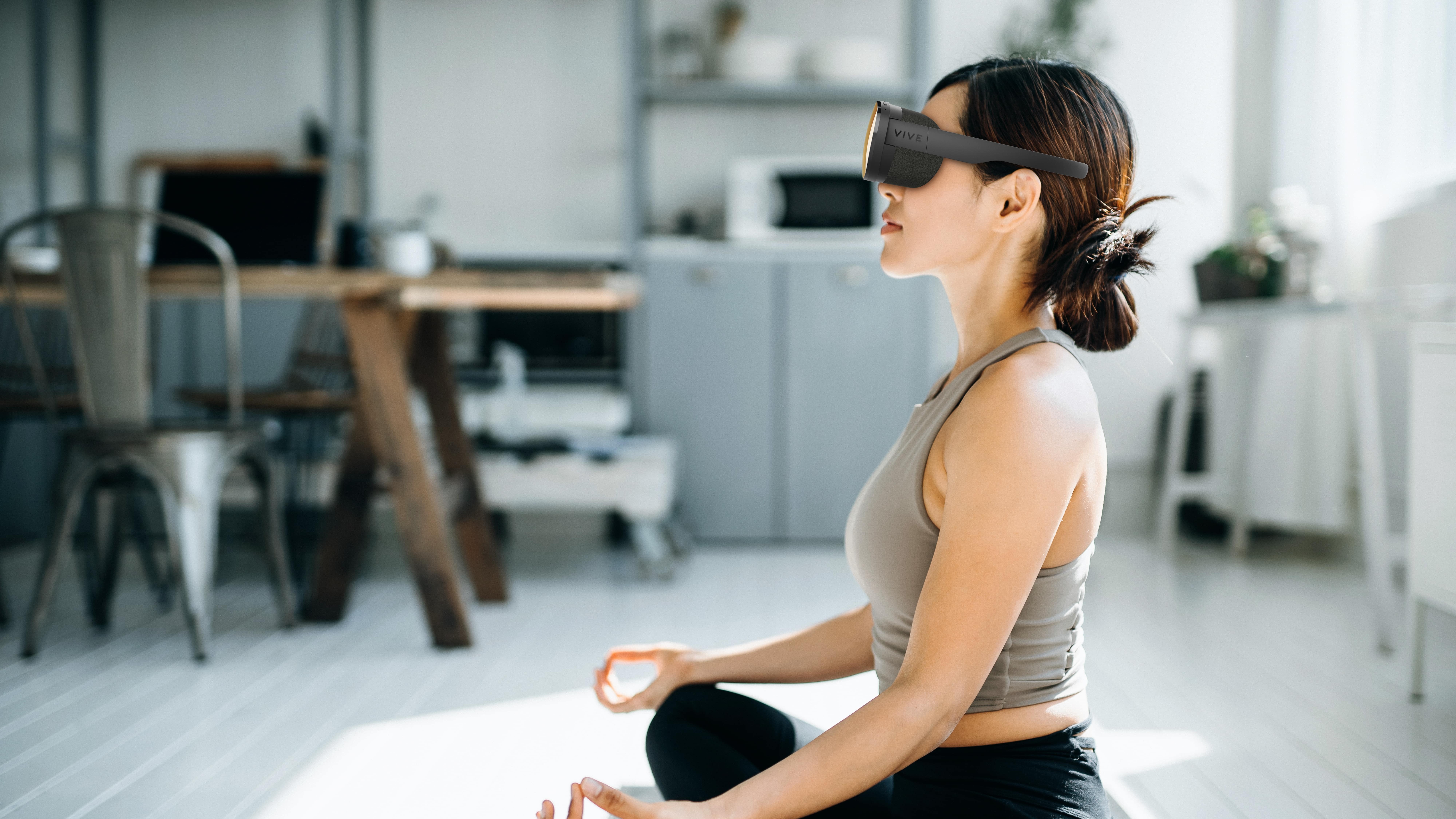 HTC Vive Flow being used for wellness exercise