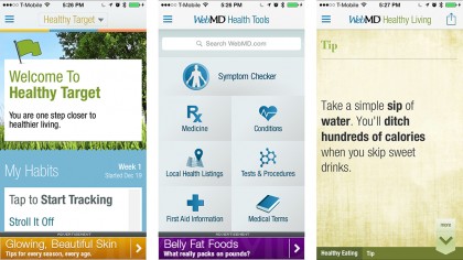 iPhone 6, iPhone 6 Plus, iOS 8, Health Kit, RunKeeper, 7 Minute Workout, MotionX 24/7, iOS Health app, Jawbone UP, Carrot Fit, WebMD, Sick Weather