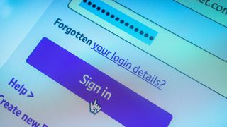 A zoomed-in picture of a computer screen displaying a login window with a password typed in