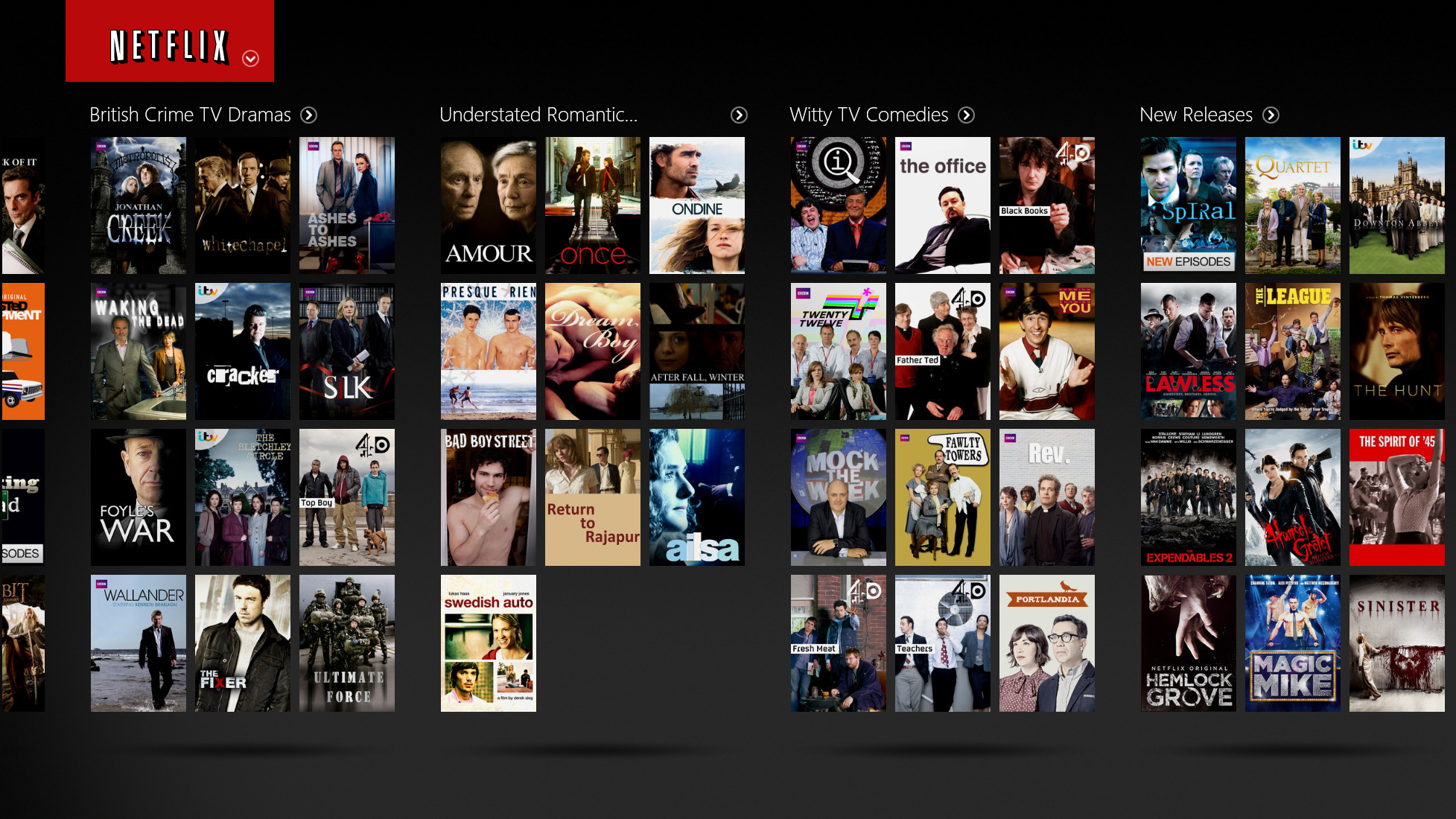 The Netflix app in Windows 8