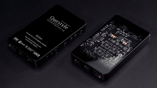 Questyle Sigma and Sigma Pro side by side on a black surface