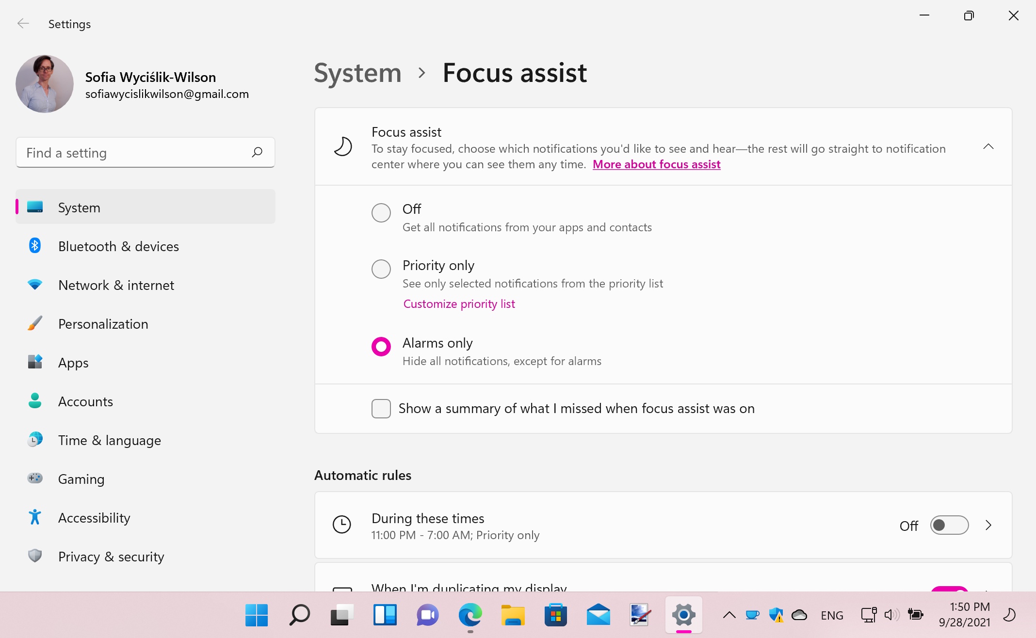 Focus Assist screenshot
