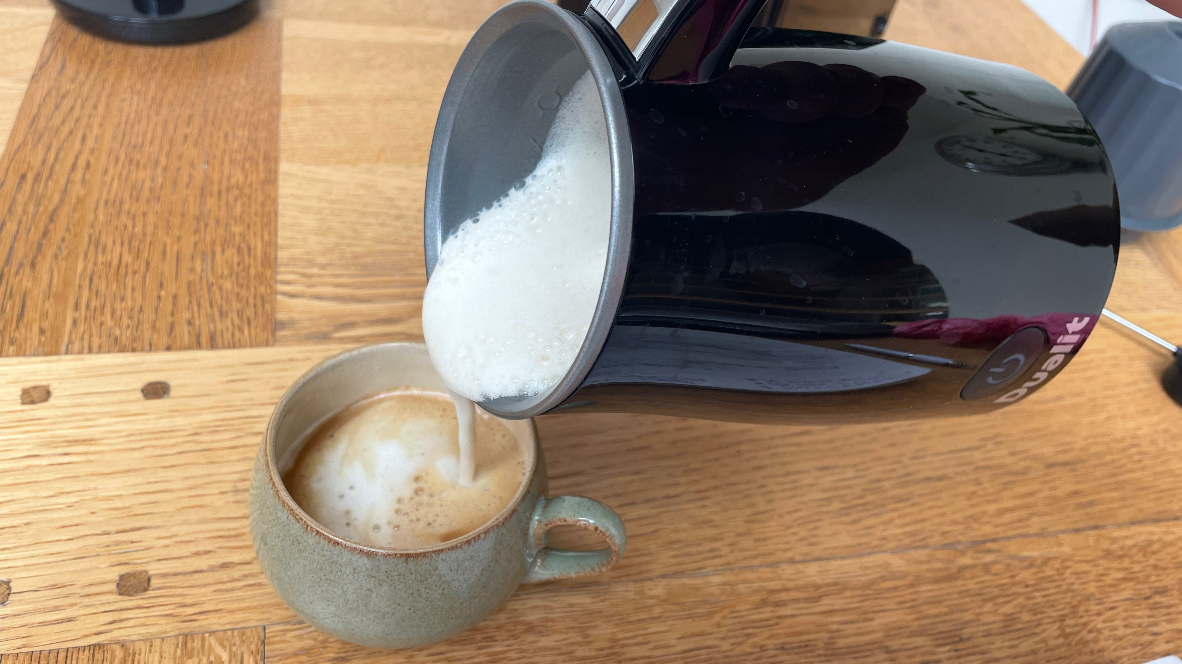 Image of milk frother of Dualit coffee machine during testing