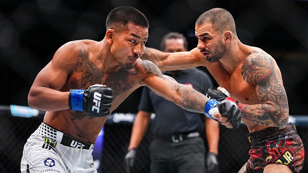 Joshua Van and Alexandre Pantoja trade blows in the UFC.