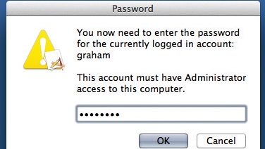 You will need to enteryour password to give theapplication enough privilegesto write to the raw device