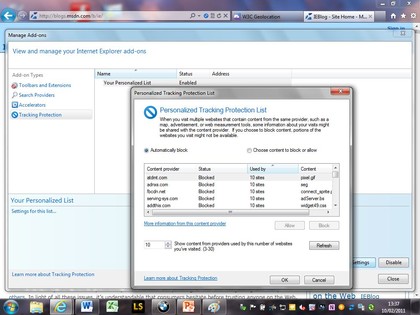 IE9 tracking