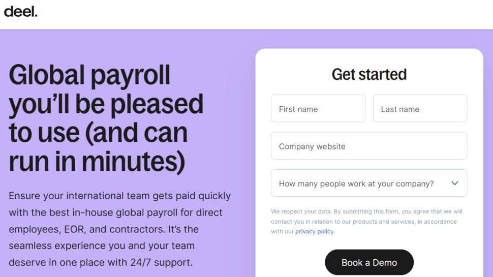 Website screenshot for Deel