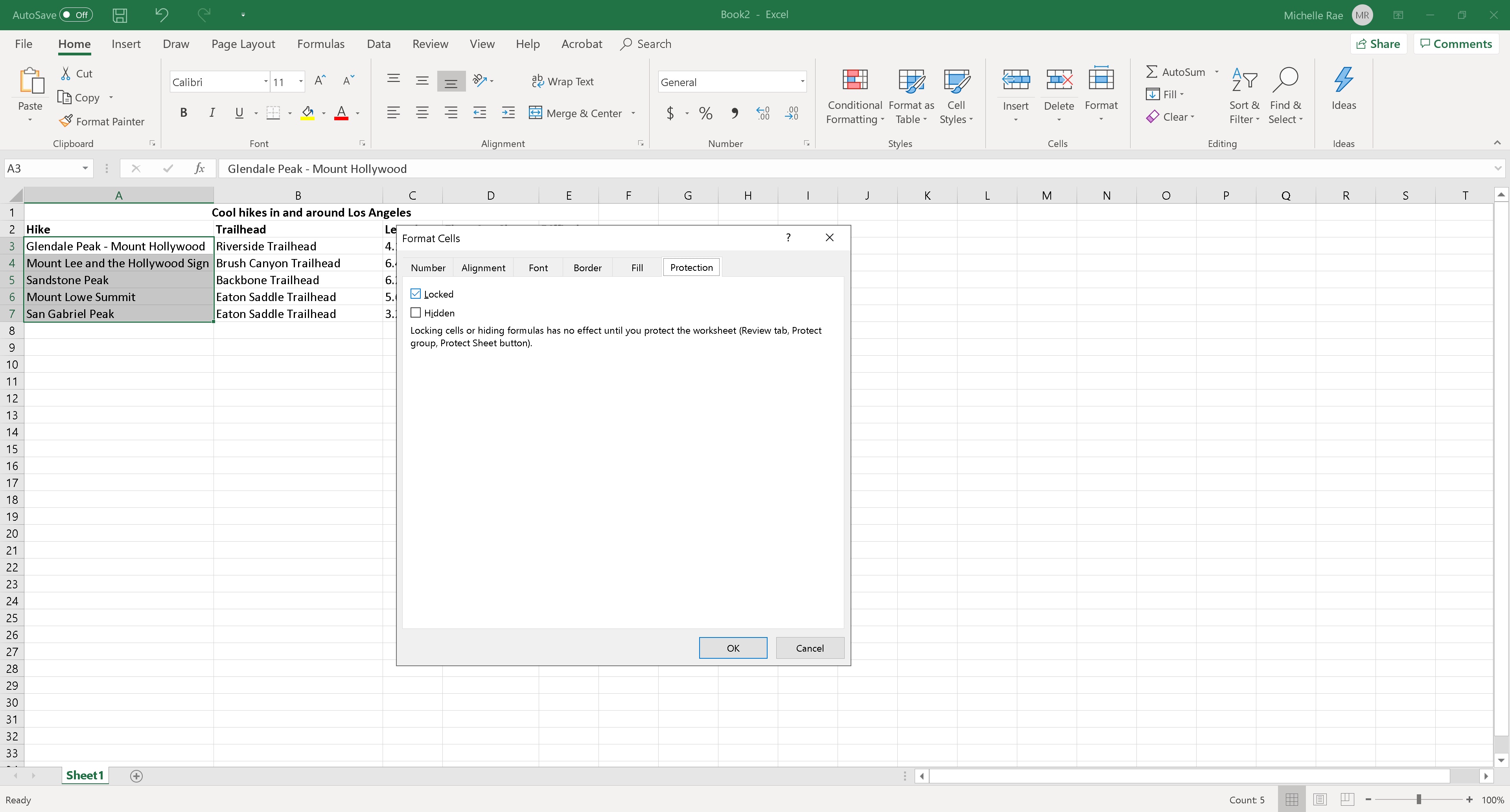 How to lock cells in Excel