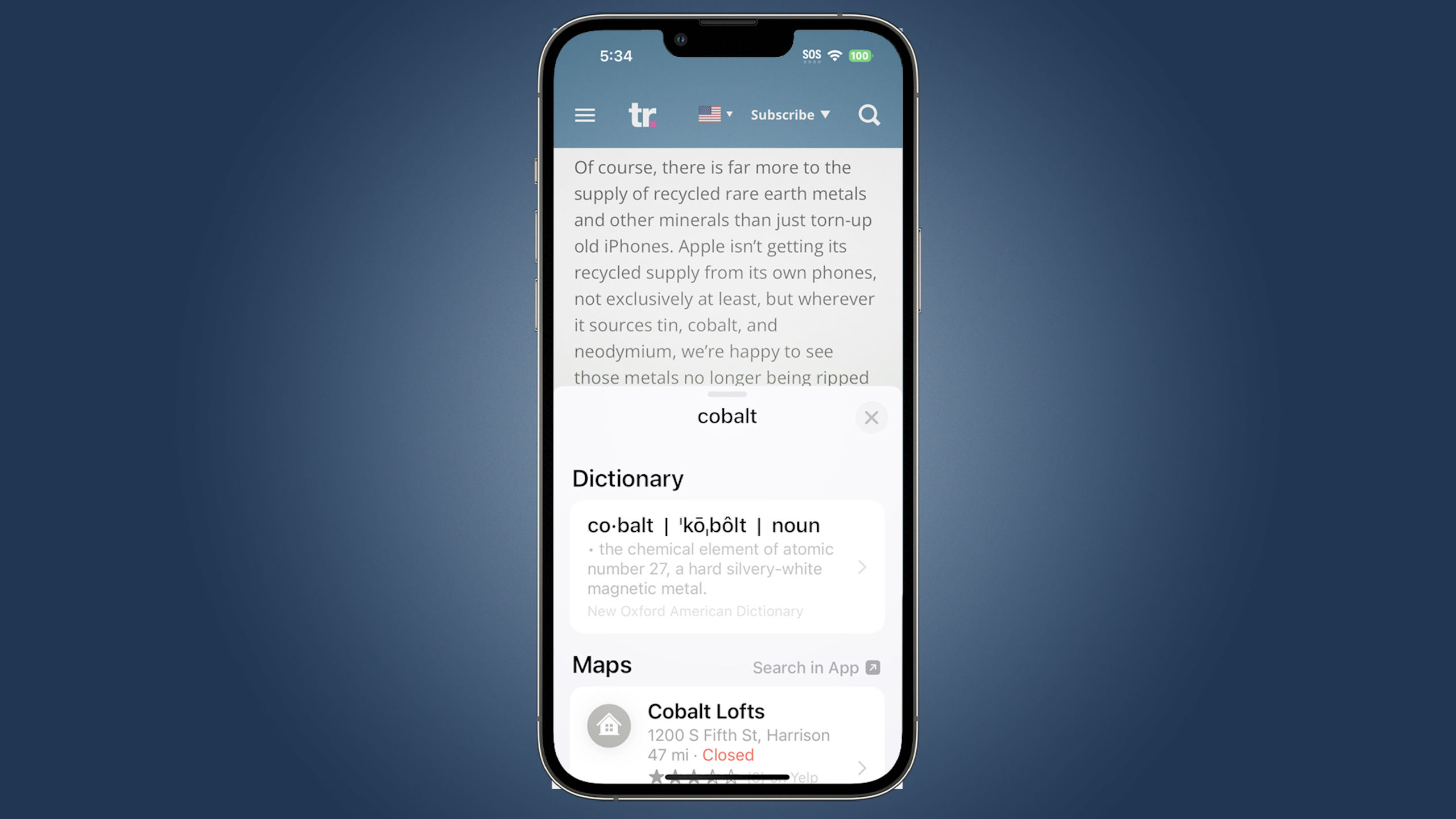 Apple iPhone screen shots showing text and image selection options