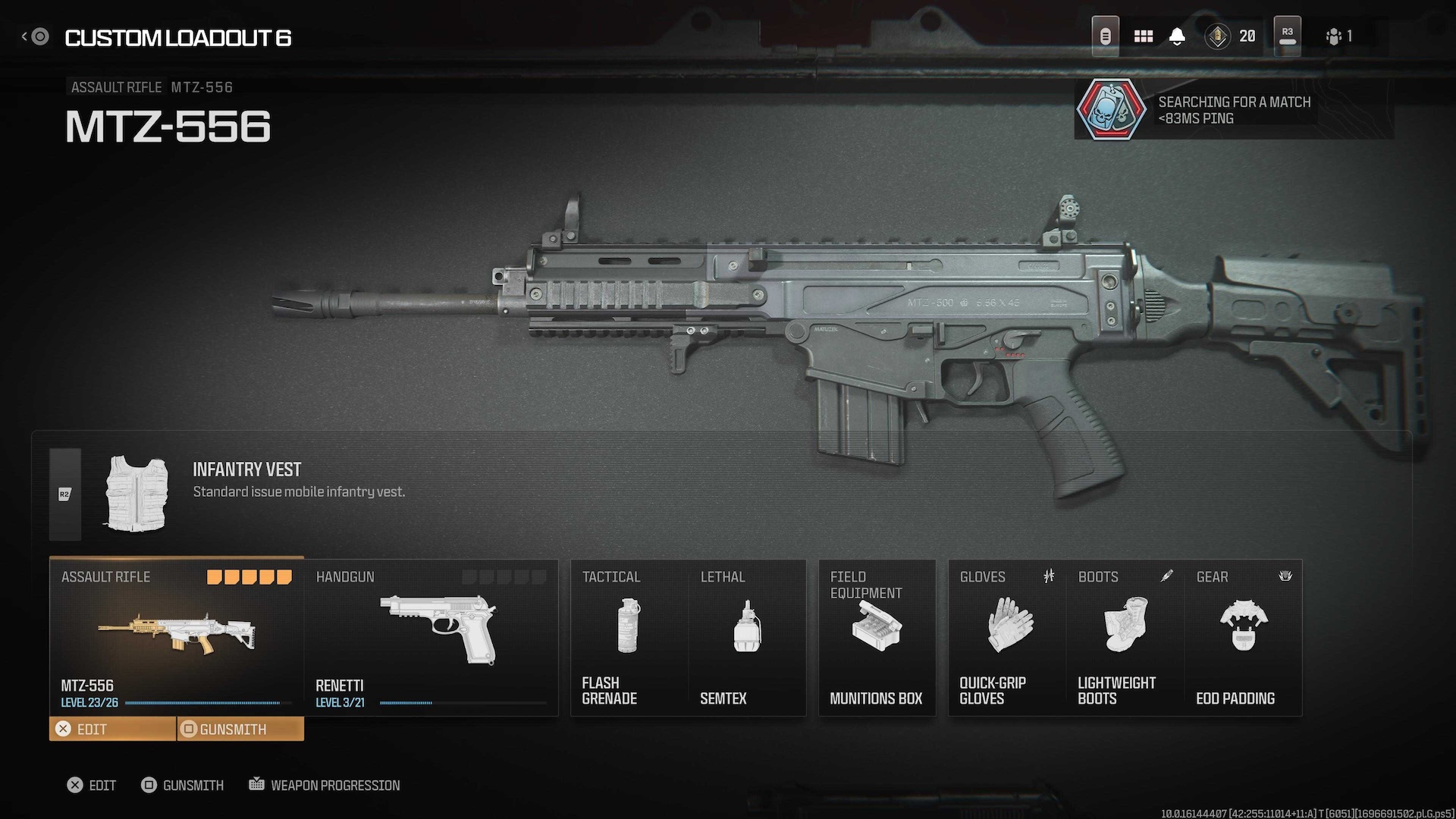 The MTZ-556 loadout screen