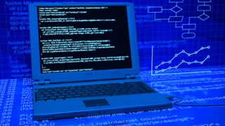 Laptop on abstract background