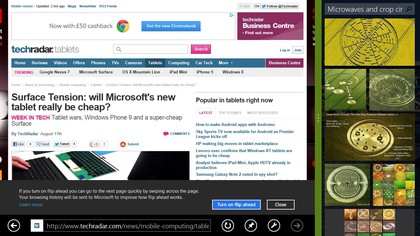 Flipping ahead to the next page in IE10