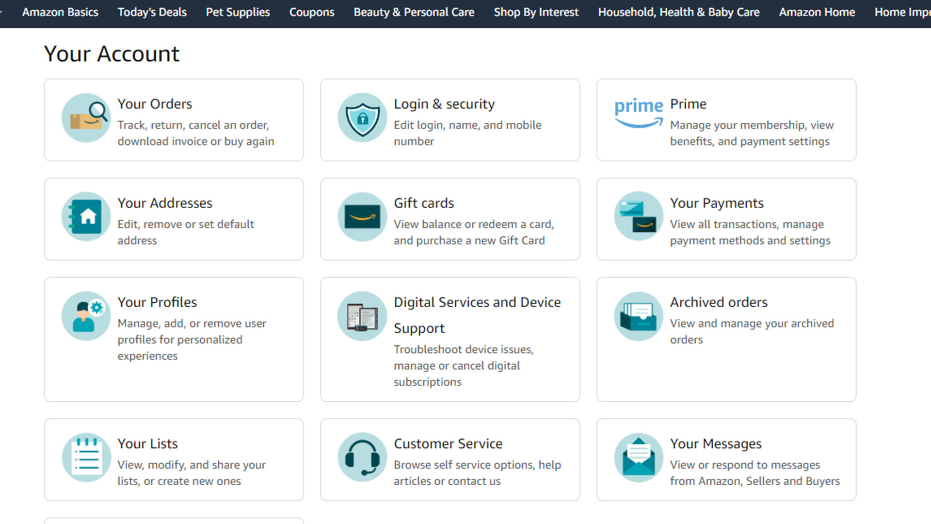 Amazon account - Login and Security