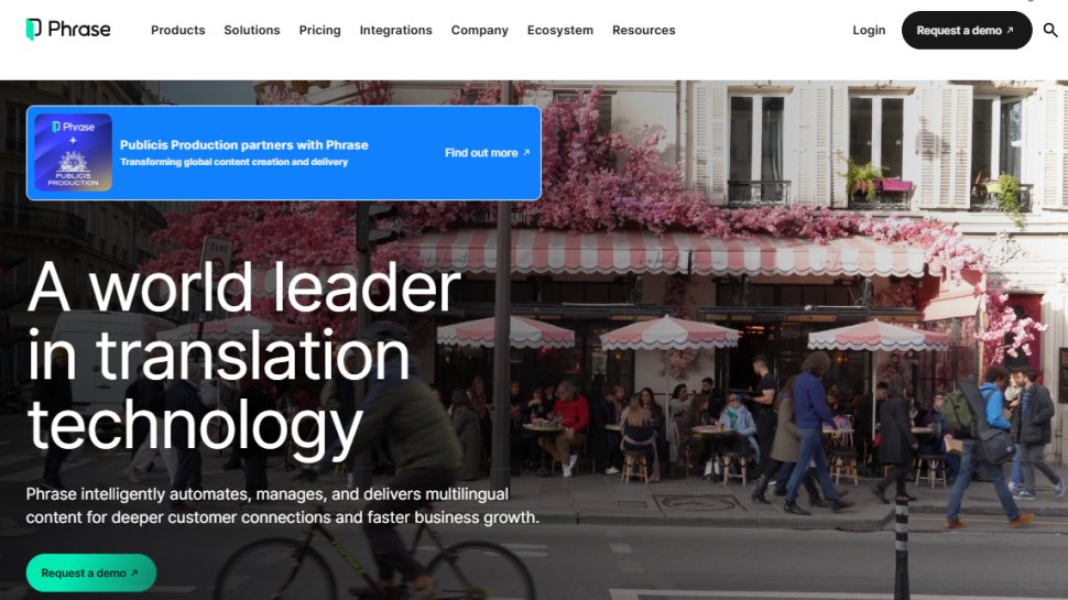 Website screenshot of Phrase (November, 2025)