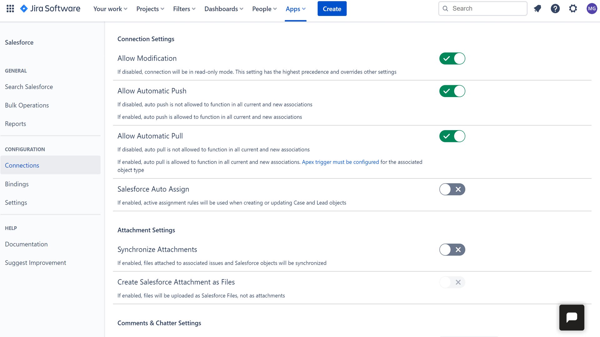 Customizing how data is transferred between Salesforce and Jira on the Jira menu