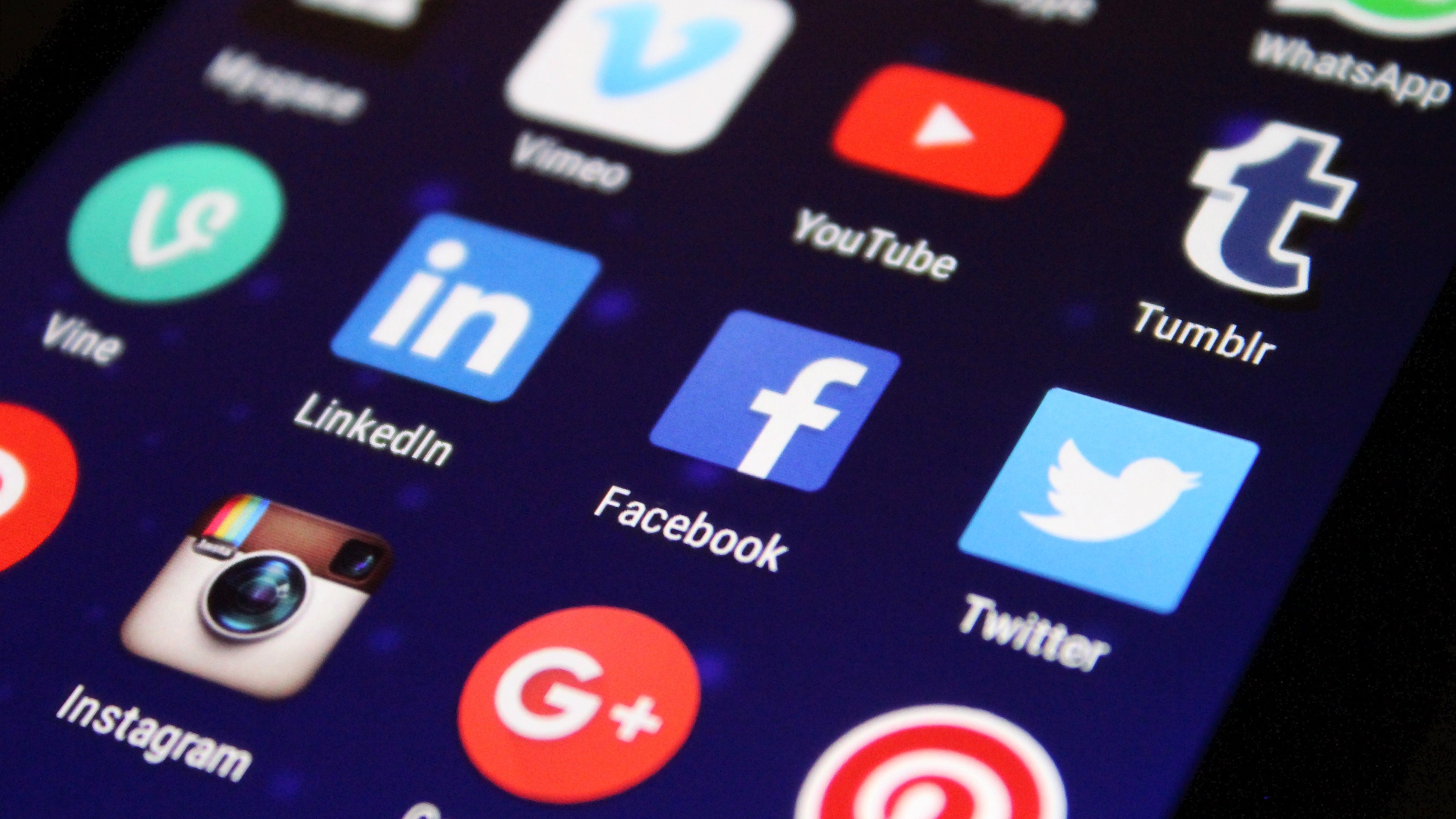 Close-up photo of apps on a mobile device