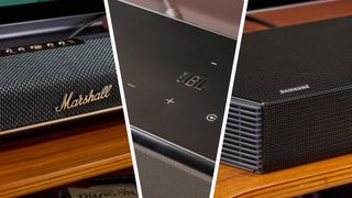Marshall, JBL, and Samsung soundbars together