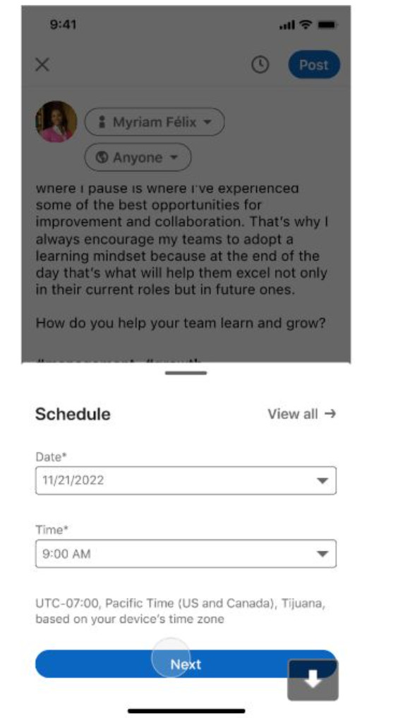 LinkedIn schedule posts