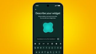 The Create My Widget Android interface on a yellow background